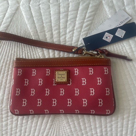 Dooney & Bourke Red Clutch with White Accents